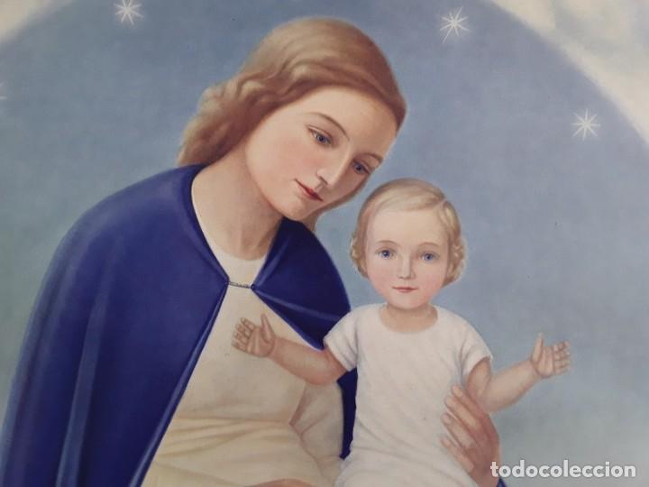 Arte: Maria con el ni&ntilde;o, lithografia offset de 1920 - Foto 3