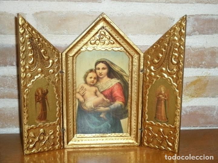Arte: ANTIGUO TRIPTICO,CUADRO RELIGIOSO. - Foto 3