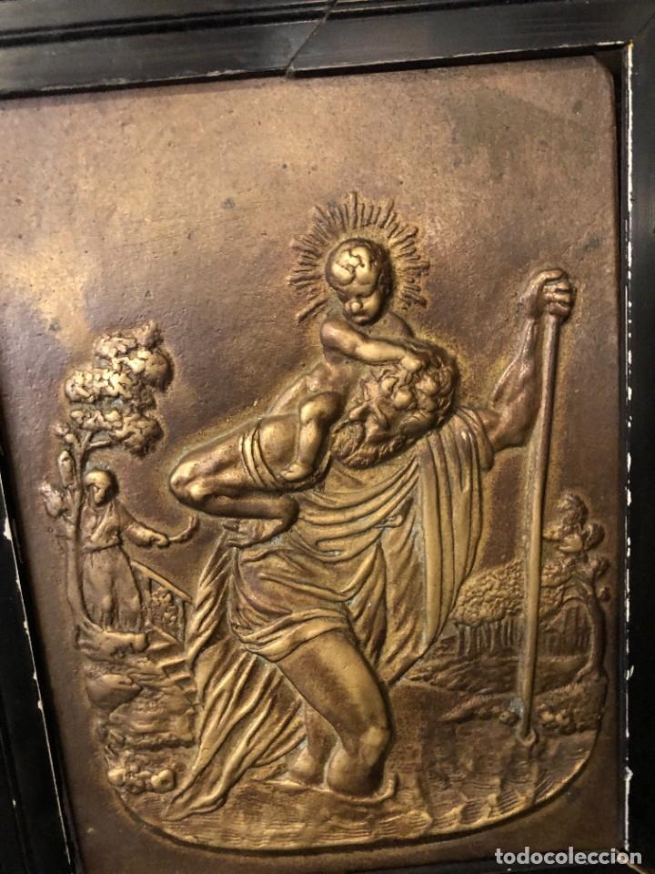 Arte: MAGNFICO S. CRISTOBAL EN BRONCE ENMARCADO - Foto 2