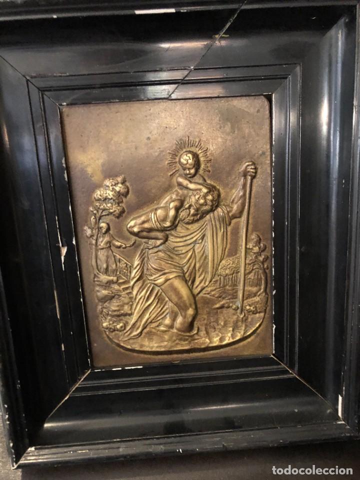 Arte: MAGNFICO S. CRISTOBAL EN BRONCE ENMARCADO - Foto 3