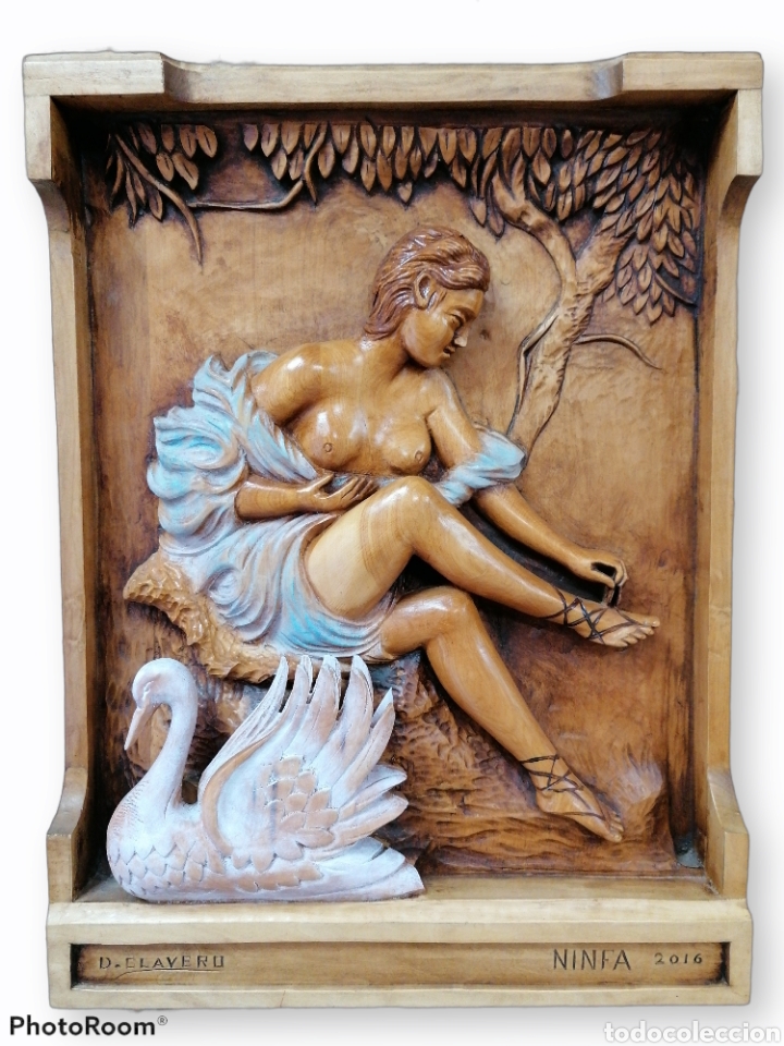 Arte: relieve con cisne madera firmado - Foto 1