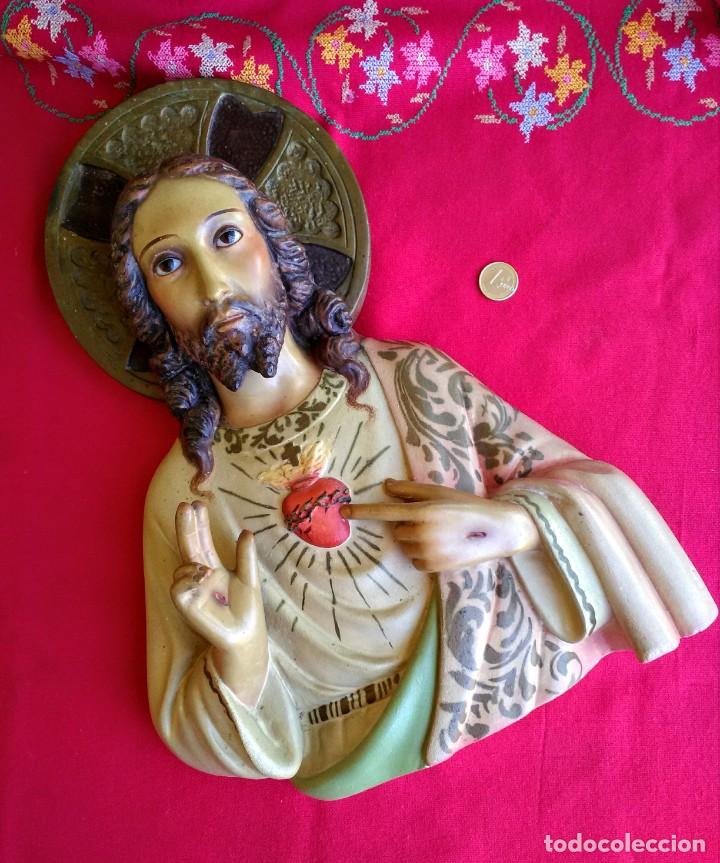 Arte: Retablo antiguo Coraz&oacute;n de Jes&uacute;s - Foto 1