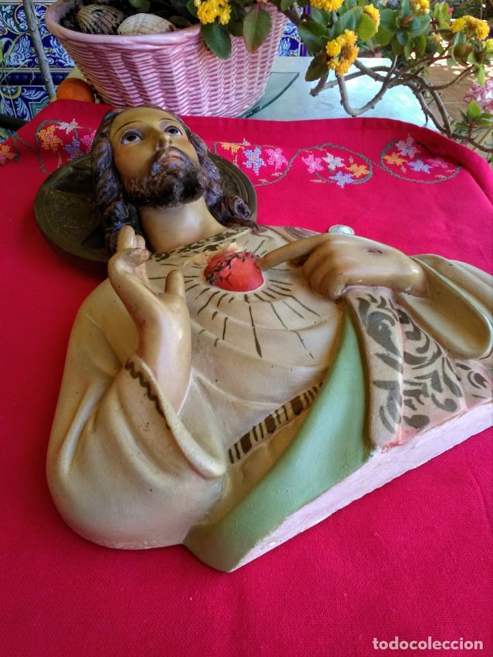 Arte: Retablo antiguo Coraz&oacute;n de Jes&uacute;s - Foto 3