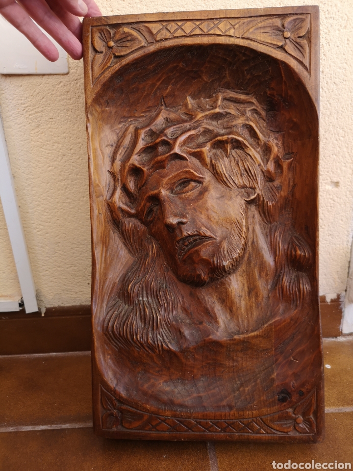 Arte: Antiguo Retablo de madera noble, talla de cristo - Foto 2 - 263257395