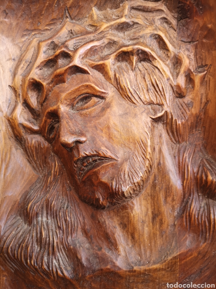 Arte: Antiguo Retablo de madera noble, talla de cristo - Foto 3 - 263257395