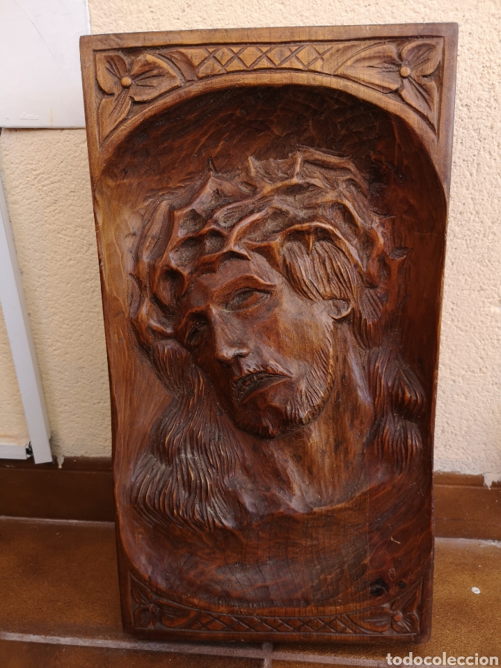 Arte: Antiguo Retablo de madera noble, talla de cristo - Foto 4 - 263257395