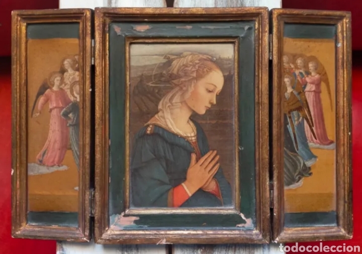 Arte: Triptico tablillas religioso virgen Mar&iacute;a - Foto 1