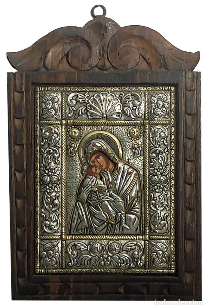 Arte: Icono de plata y oro virgen ternura - Foto 1