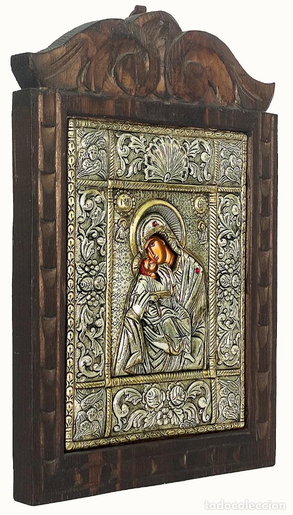 Arte: Icono de plata y oro virgen ternura - Foto 2