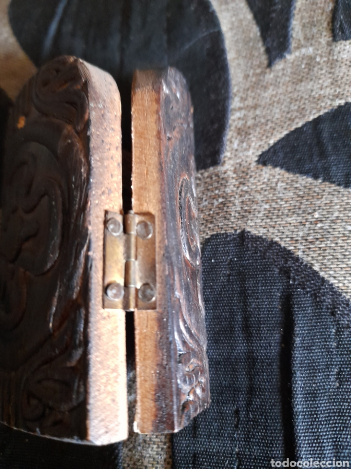 Arte: Antiguo icono de bolsillo de madera - Foto 4