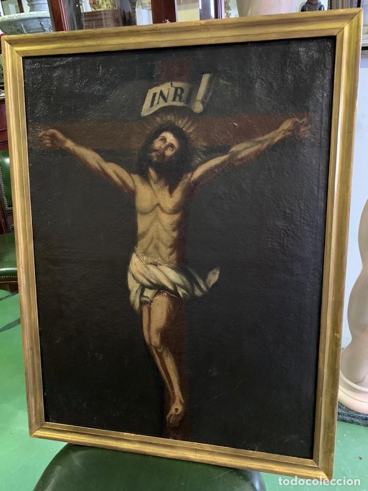 Arte: CUADRO SE&Ntilde;OR CRUCIFICADO S.XVIII - Foto 1