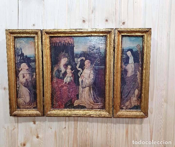 Arte: TRIPTICO RELIGIOSO DE LA VIRGEN CON EL NI&Ntilde;O - Foto 1