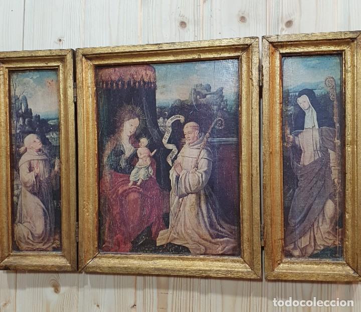 Arte: TRIPTICO RELIGIOSO DE LA VIRGEN CON EL NI&Ntilde;O - Foto 2