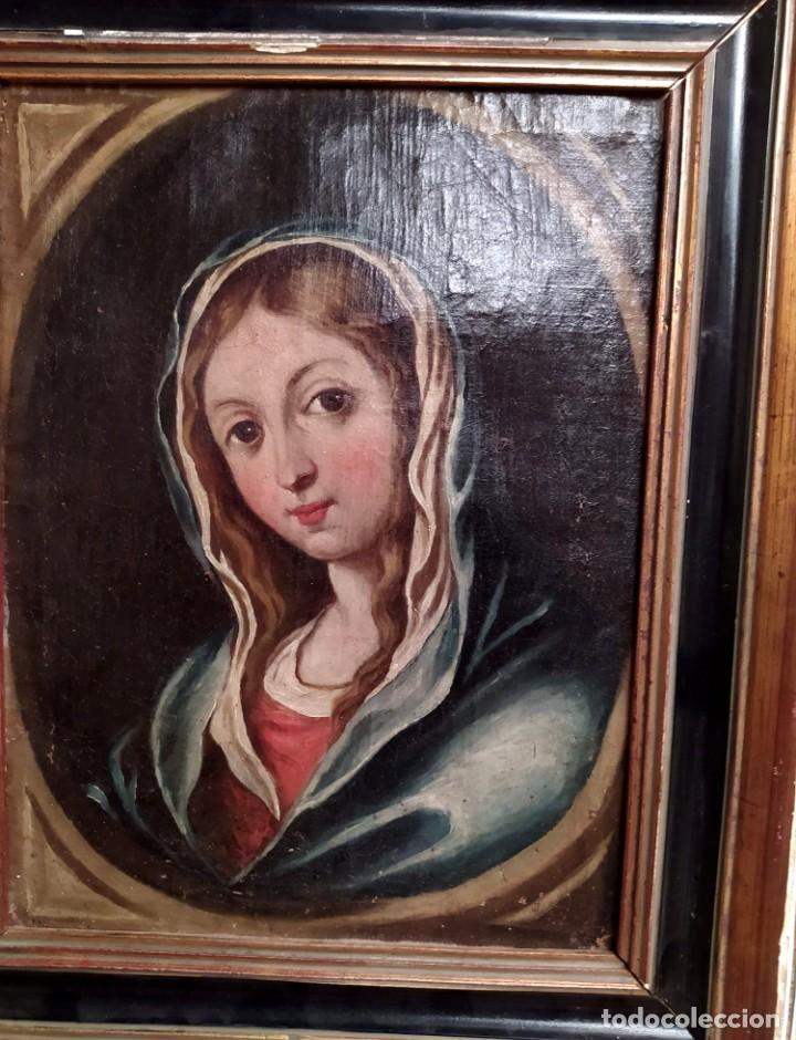 Arte: Cuadro antiguo virgen ni&ntilde;a - Foto 2