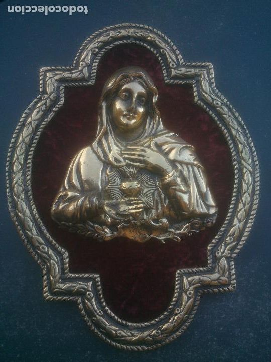 Arte: SAGRADO CORAZON DE MARIA TODO EN BRONCE - Foto 6