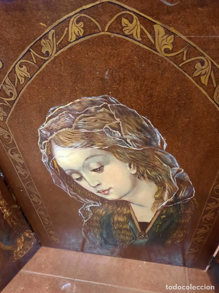 Arte: GRAN TR&Iacute;PTICO RELIGIOSO PINTADO SOBRE MADERA - Foto 4