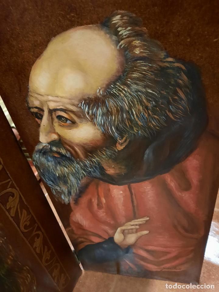 Arte: GRAN TR&Iacute;PTICO RELIGIOSO PINTADO SOBRE MADERA - Foto 5