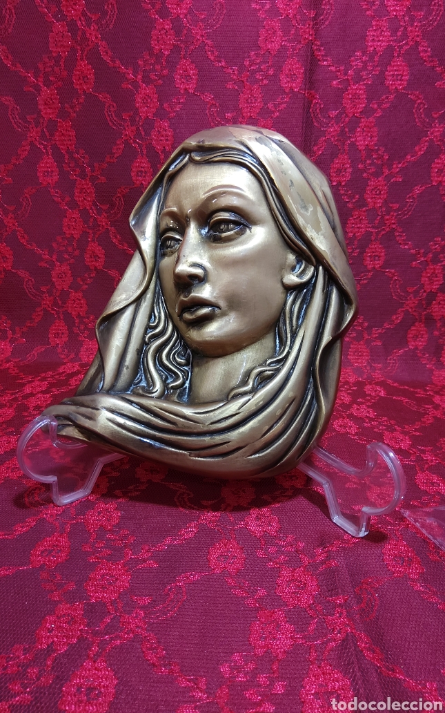 Arte: Placa de bronce de la Virgen Maria - Foto 1