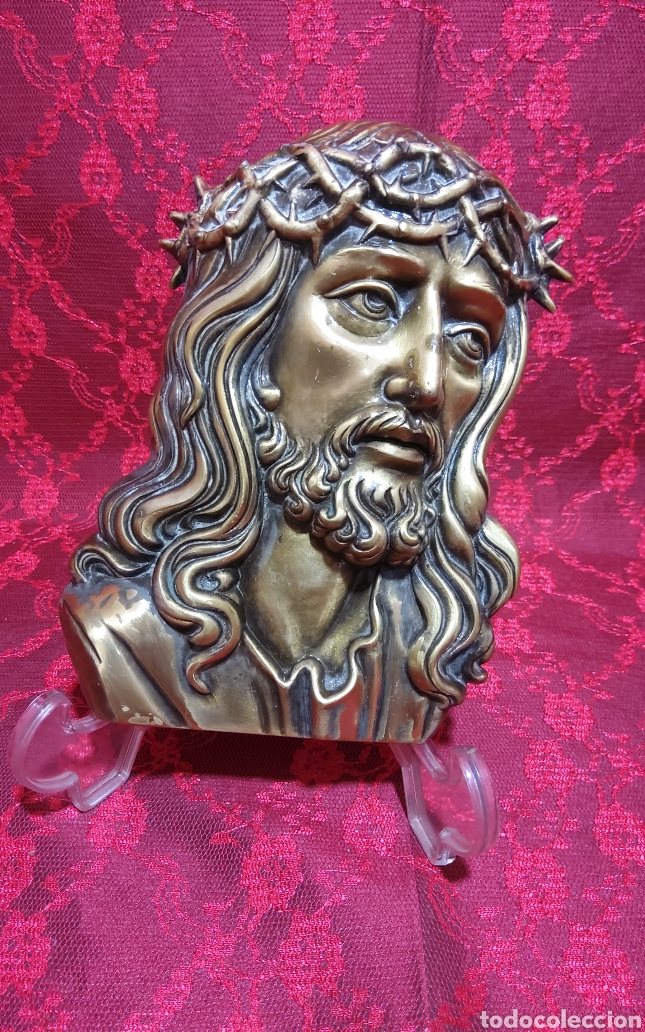 Arte: Placa de bronce del rostro de Cristo - Foto 1