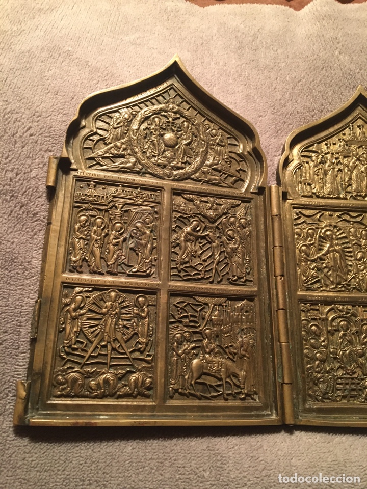 Arte: Icono Tr&iacute;ptico bronce finales XlX - Foto 2