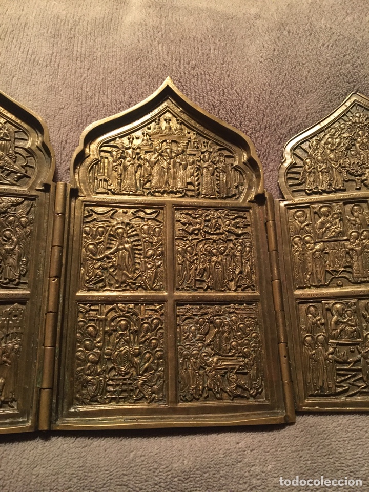 Arte: Icono Tr&iacute;ptico bronce finales XlX - Foto 3