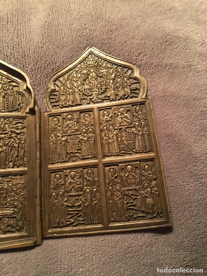 Arte: Icono Tr&iacute;ptico bronce finales XlX - Foto 4