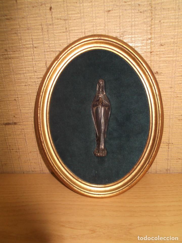 Arte: Cuadro virgen ovalado.Vintage - Foto 1
