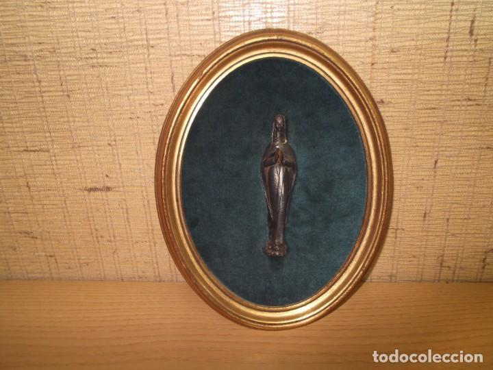 Arte: Cuadro virgen ovalado.Vintage - Foto 3
