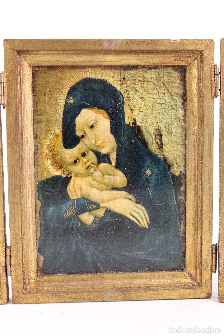 Arte: antiguo triptico en madera laminada - Foto 2
