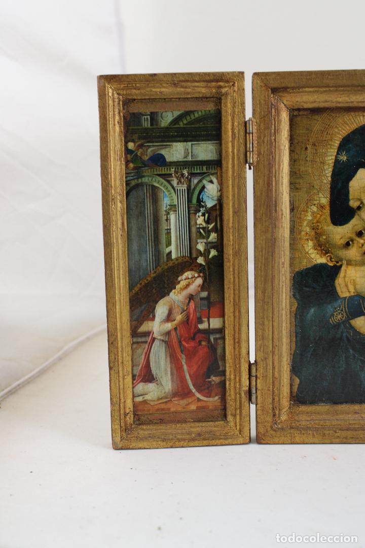Arte: antiguo triptico en madera laminada - Foto 3