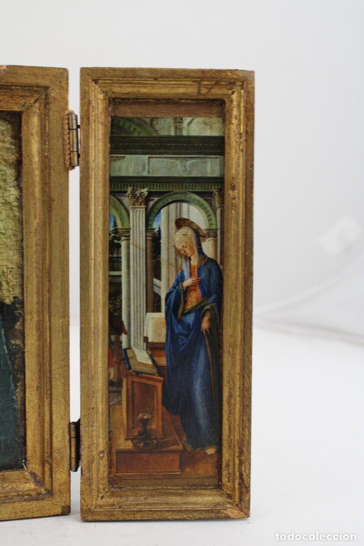 Arte: antiguo triptico en madera laminada - Foto 7