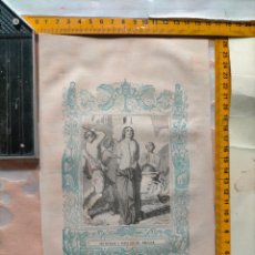 Arte: ANTIGUO GRABADO ORIGINAL RELIGIOSO - AÑO DE IMPRESION 1879 - SAN CIPRIANO Y SANTA JUSTINA