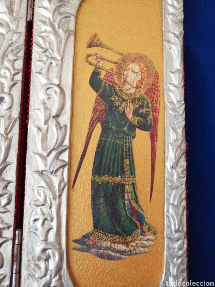 Arte: VIRGEN CON &Aacute;NGELES (TRIPTICO MARCO REPUJADO) - Foto 5