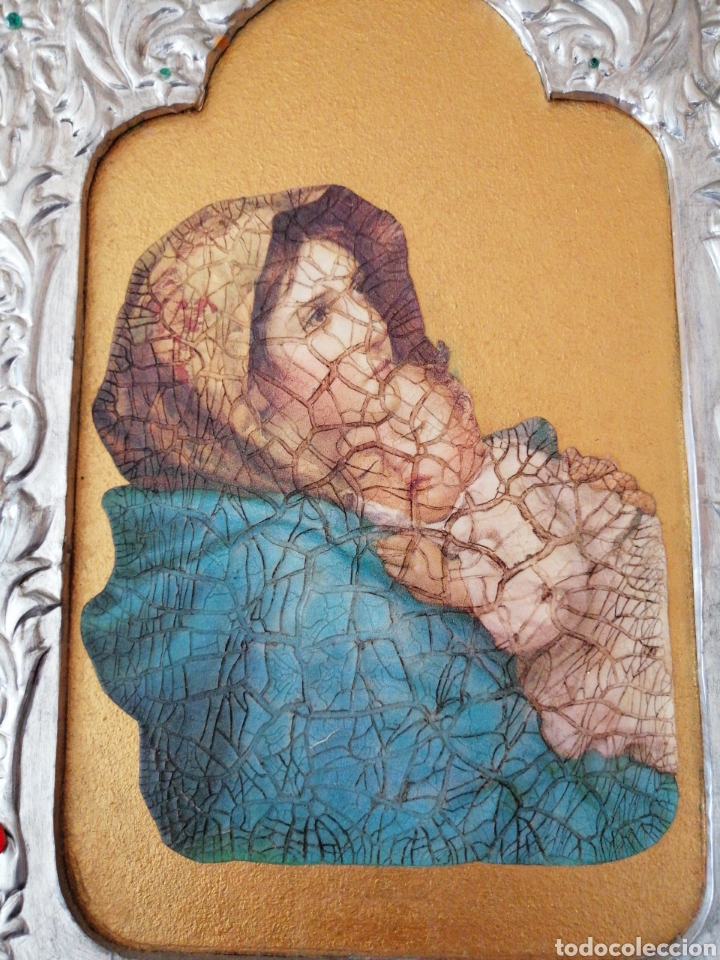 Arte: VIRGEN CON &Aacute;NGELES (TRIPTICO MARCO REPUJADO) - Foto 6
