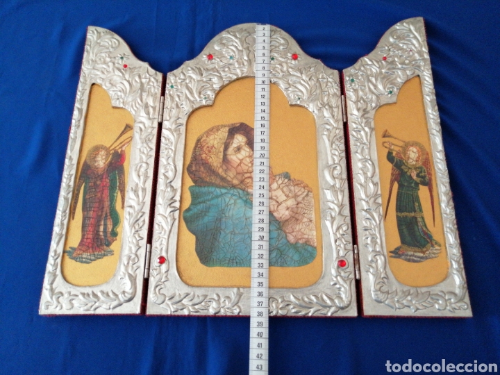 Arte: VIRGEN CON &Aacute;NGELES (TRIPTICO MARCO REPUJADO) - Foto 9