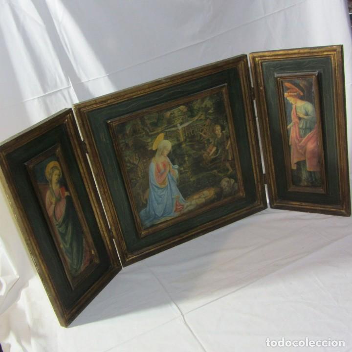 Arte: Gran tr&iacute;ptico nacimiento, madera pan de oro - Foto 1