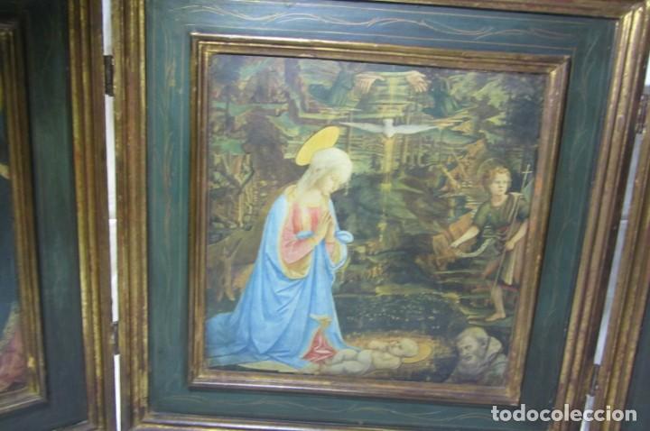 Arte: Gran tr&iacute;ptico nacimiento, madera pan de oro - Foto 4