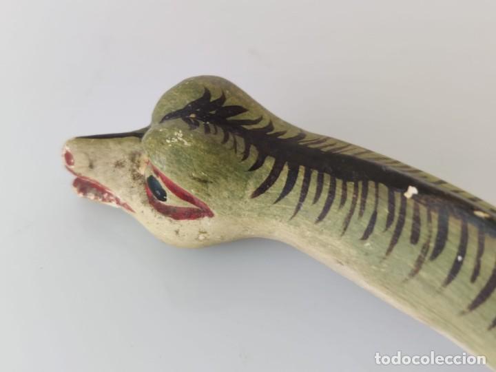 Arte: Antigua serpiente del pecado en madera para peana virgen S.XVIII - Foto 14 - 303608238