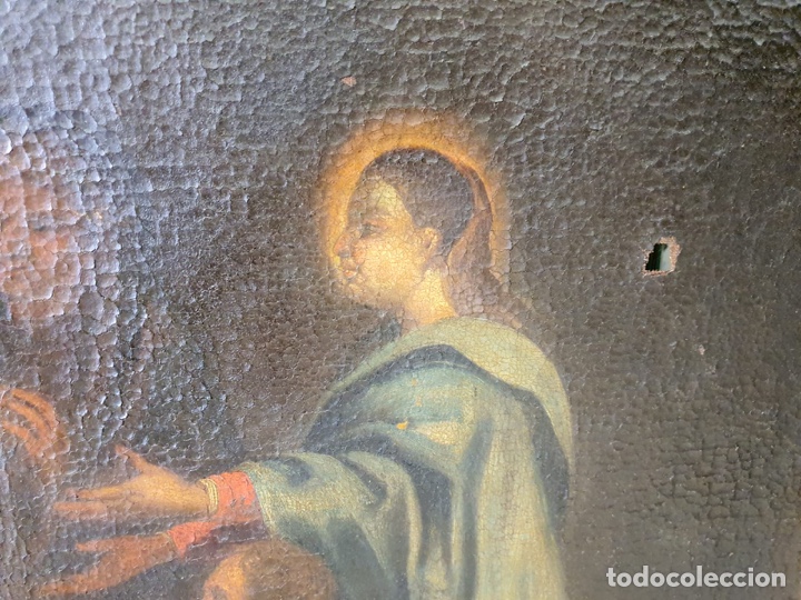 Arte: Precioso óleo religioso siglo XVIII-XIX, necesita algo de restauración - Foto 13 - 304187453