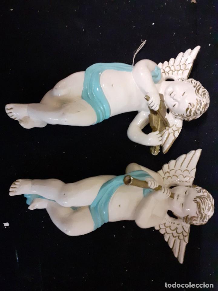 Art: Angeles escayola 30 cms puttis musicales pareja