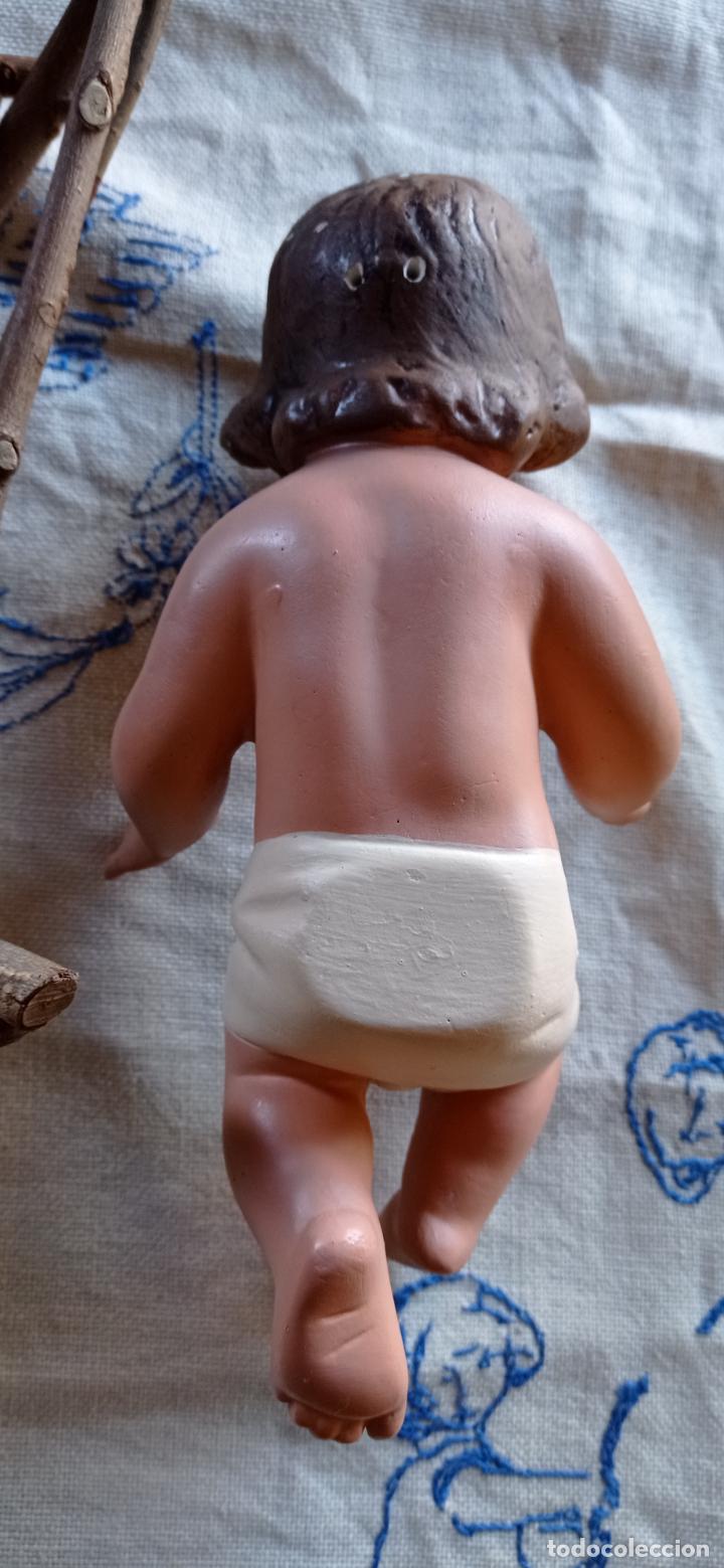 Arte: NI&Ntilde;O JESUS DE OLOT CON CUNA DE MADERA - Foto 5
