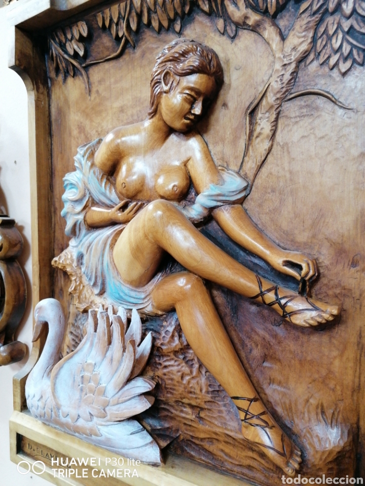 Arte: relieve con cisne madera firmado - Foto 3