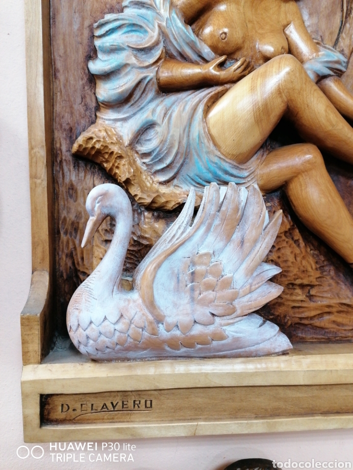 Arte: relieve con cisne madera firmado - Foto 4