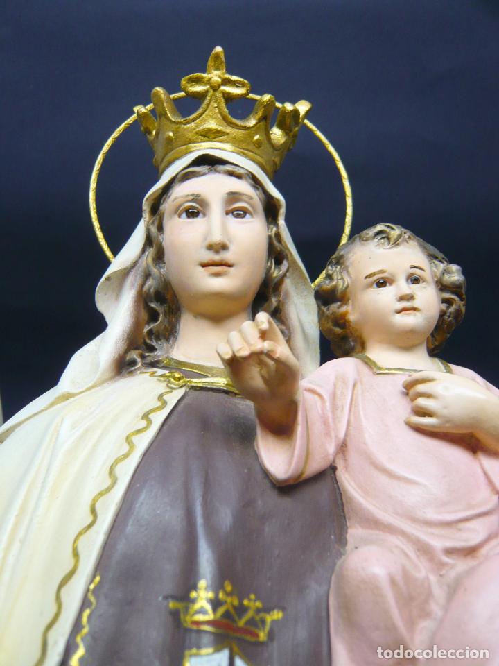 Arte: 60 cm . Antigua Virgen del Carmen . pasta de madera y ojos de cristal . Olot