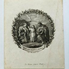Arte: ANTIGUO GRABADO RELIGIOSO. JESÚS, MARÍA Y JOSÉ. GRABADOR ALESSANDRO MOCHETTI (1760-1812). Lote 311642453