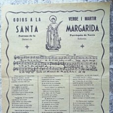 Arte: 1957 ”GOIGS” DE STA. MARGARIDA VERGE I MARTIR - PATRONA PARROQUIA DE NAVÉS, BISBAT DE SOLSONA. Lote 312368468
