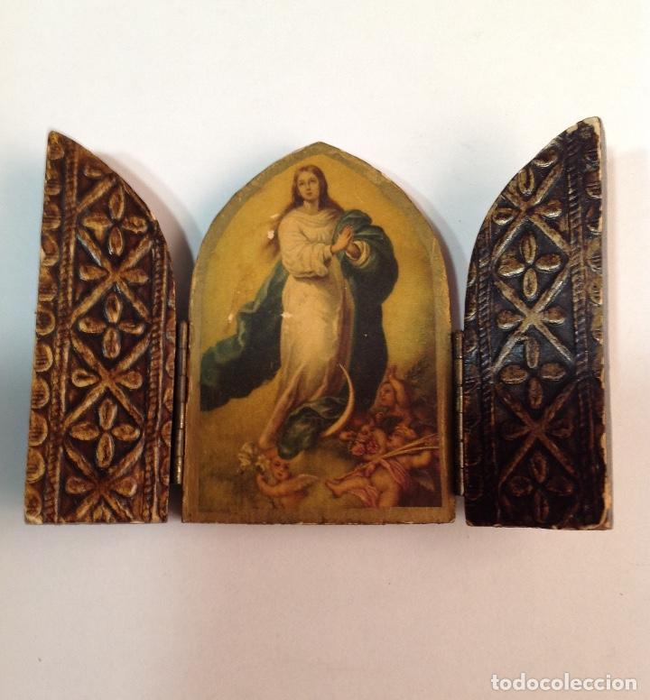 Arte: TR&Iacute;PTICO RELIGIOSO EN MADERA - Foto 1