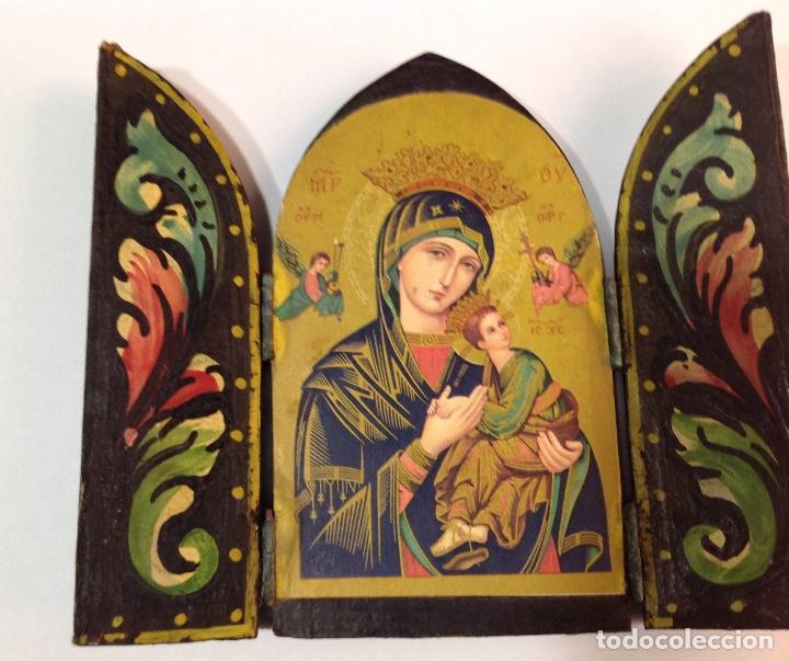 Arte: TR&Iacute;PTICO RELIGIOSO EN MADERA - Foto 2