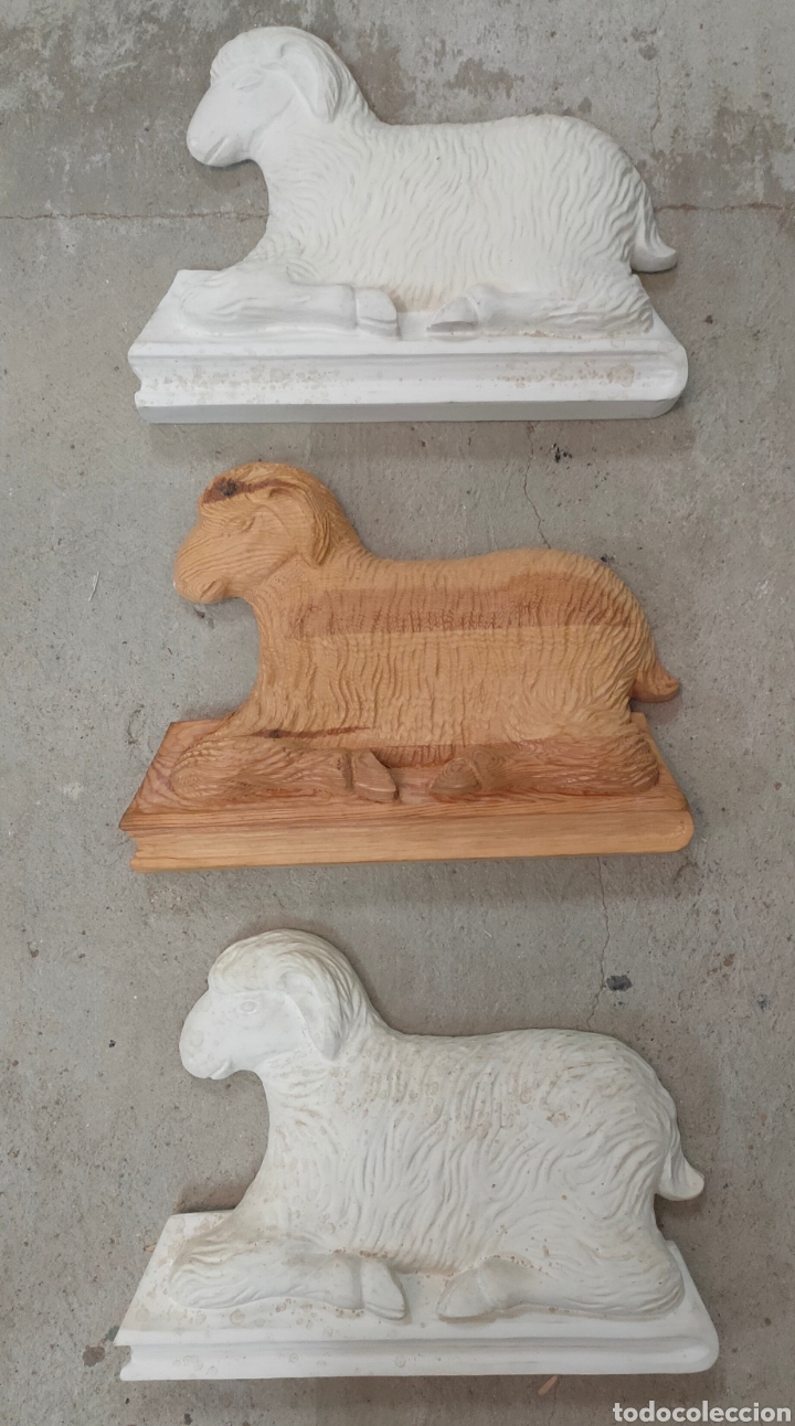 Arte: 3 Corderos de Dios de madera - Foto 2