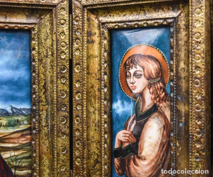 Arte: Bello e importante tr&iacute;ptico en esmalte - Foto 13
